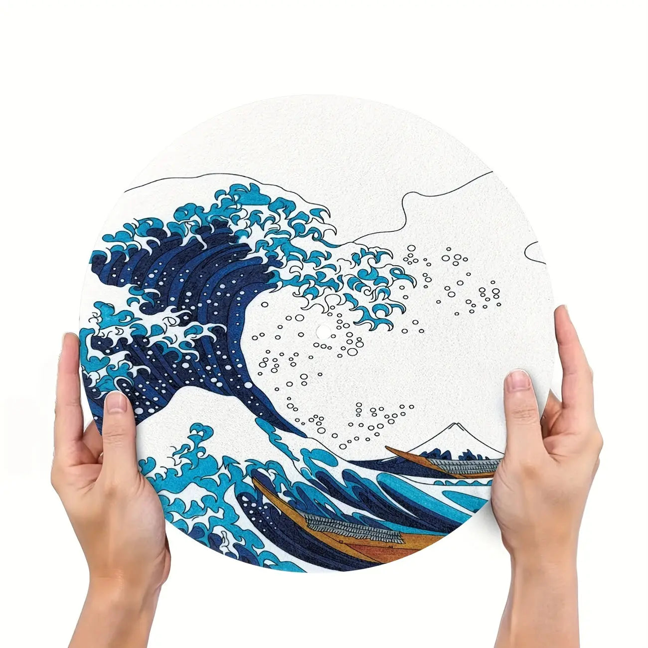Turntable Mat - 12-Inch Vinyl Record with Large Wave Print