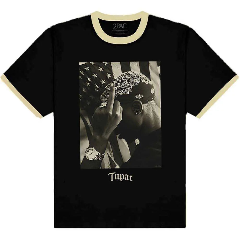2Pac Ringer T-Shirt Flag Photo Shirts