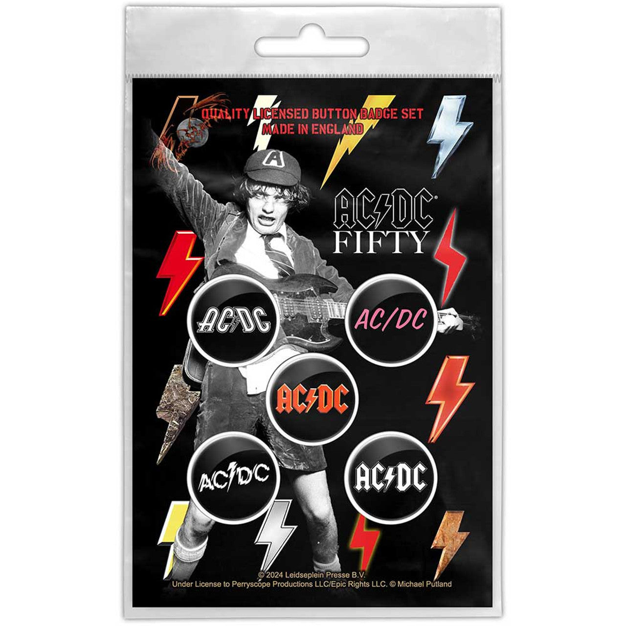 AC/DC Button Badge Pack: Bolt Array Shirts