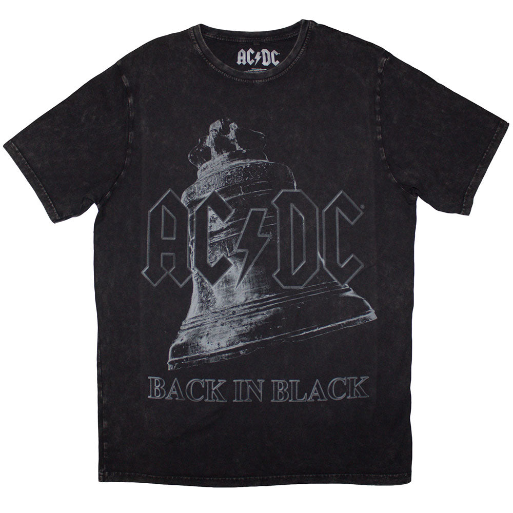 AC/DC Stone Wash Shirt Back In Black Bell Shirts