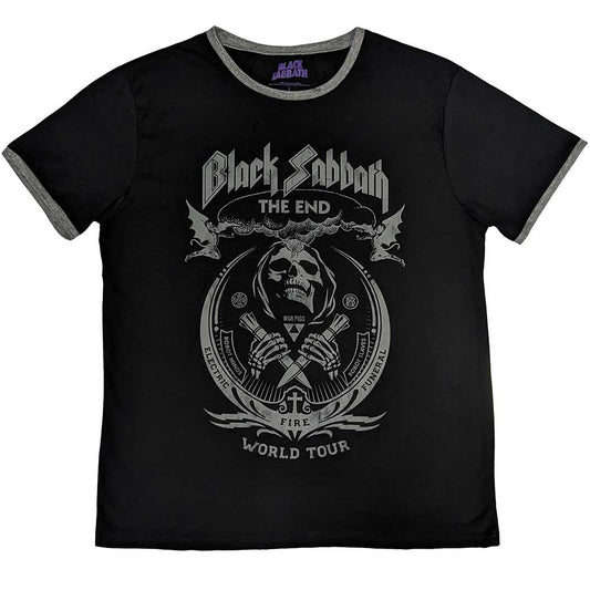 Black Sabbath Ringer T-Shirt: The End Mushroom Cloud - Ireland Vinyl