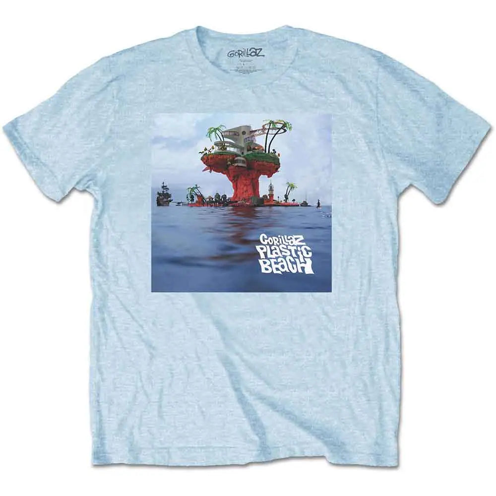 Gorillaz T-Shirt: Plastic Beach (LIGHT BLUE) Shirts