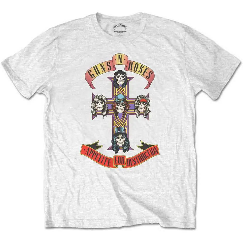 Guns N' Roses White T-Shirt Appetite for Destruction Shirts