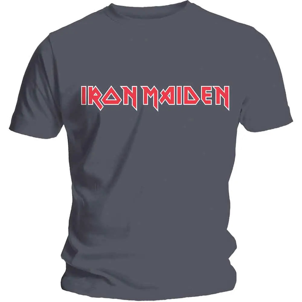 Iron Maiden Charcoal T-Shirt Classic Logo Shirts