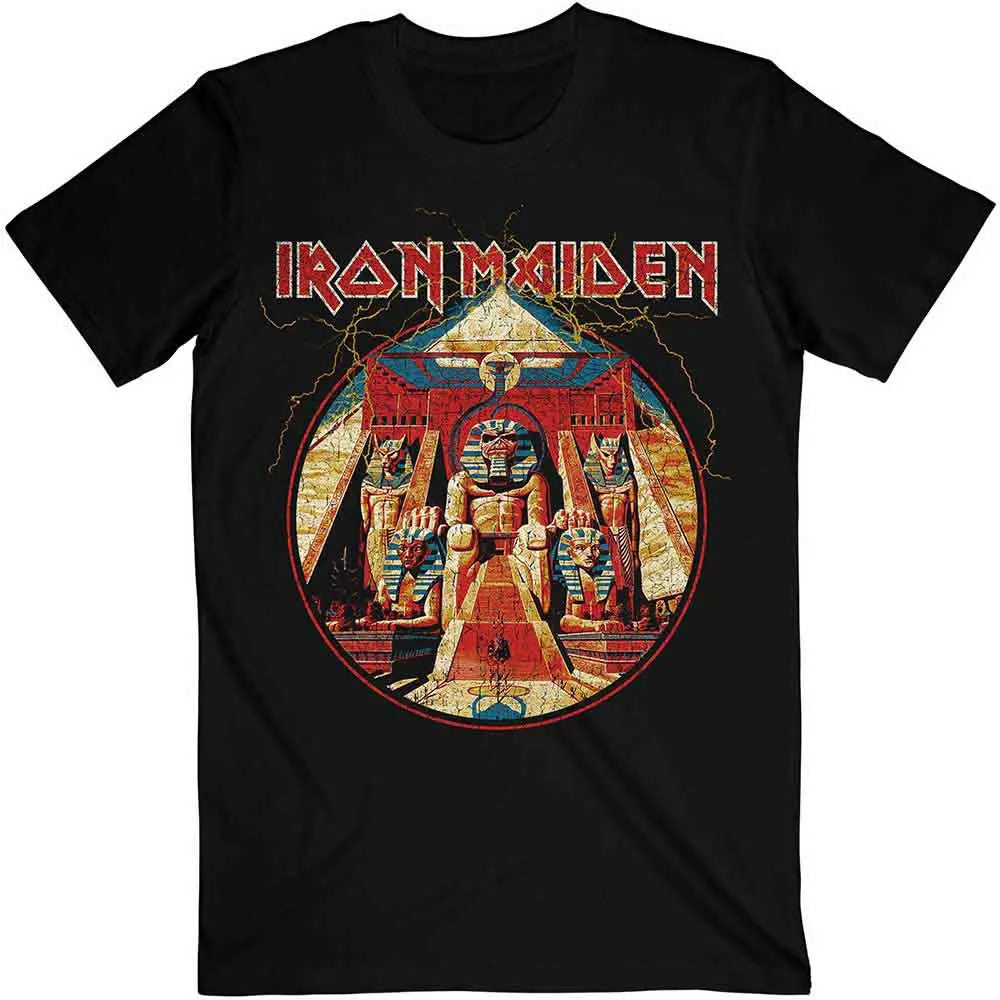 Iron Maiden Shirt Powerslave Lightning Circle Shirts