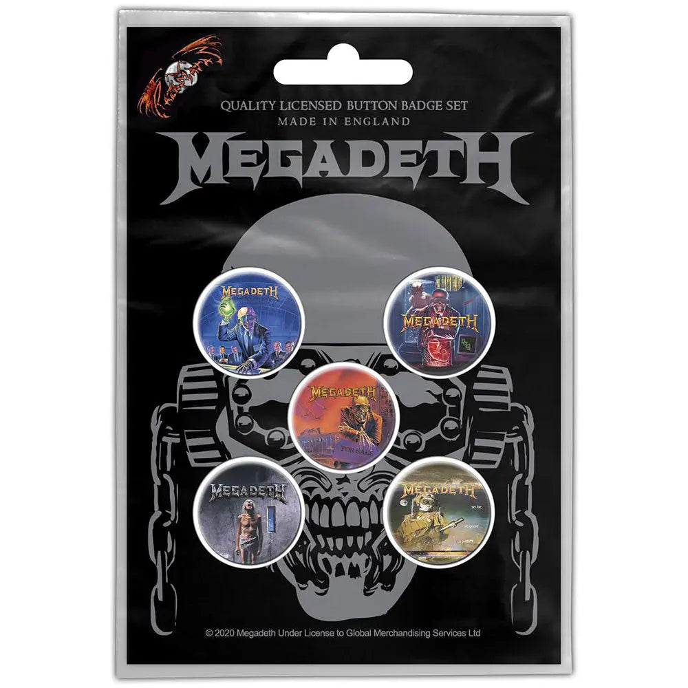Megadeth Button Badge Pack: Vic Rattle Shirts