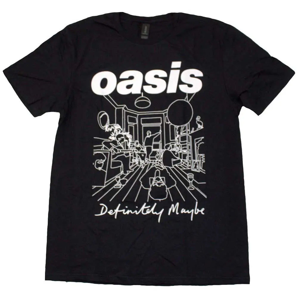 Oasis Black Shirt Definitely Maybe Line Drawing Shirts