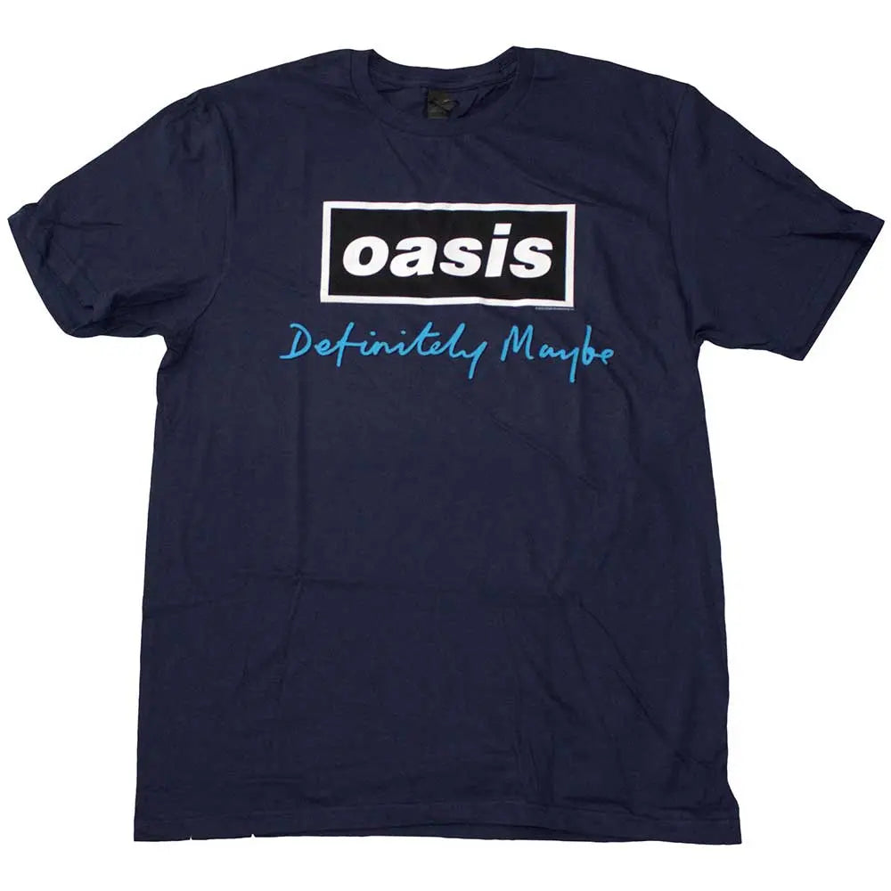 Oasis Navy Shirt Definitely Maybe Text Logo Shirts