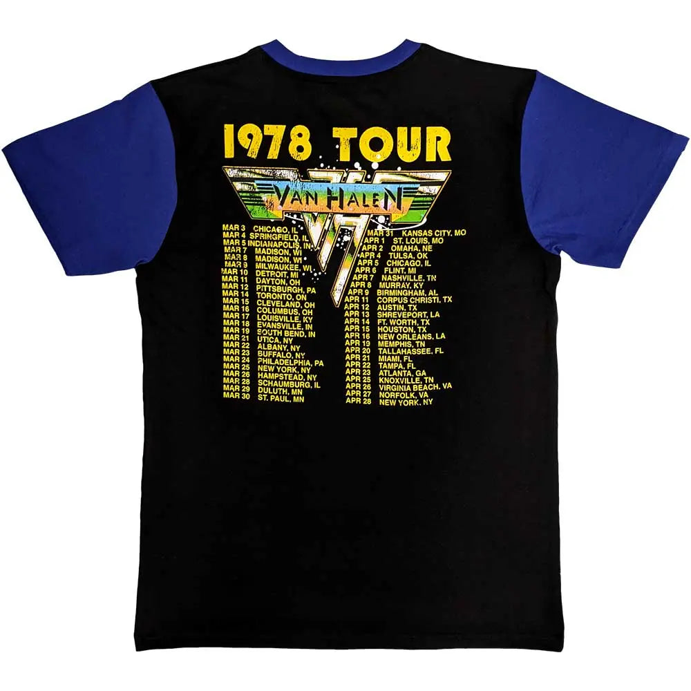 Van Halen Raglan T-Shirt 1978 Tour Dates (Back Print) Shirts