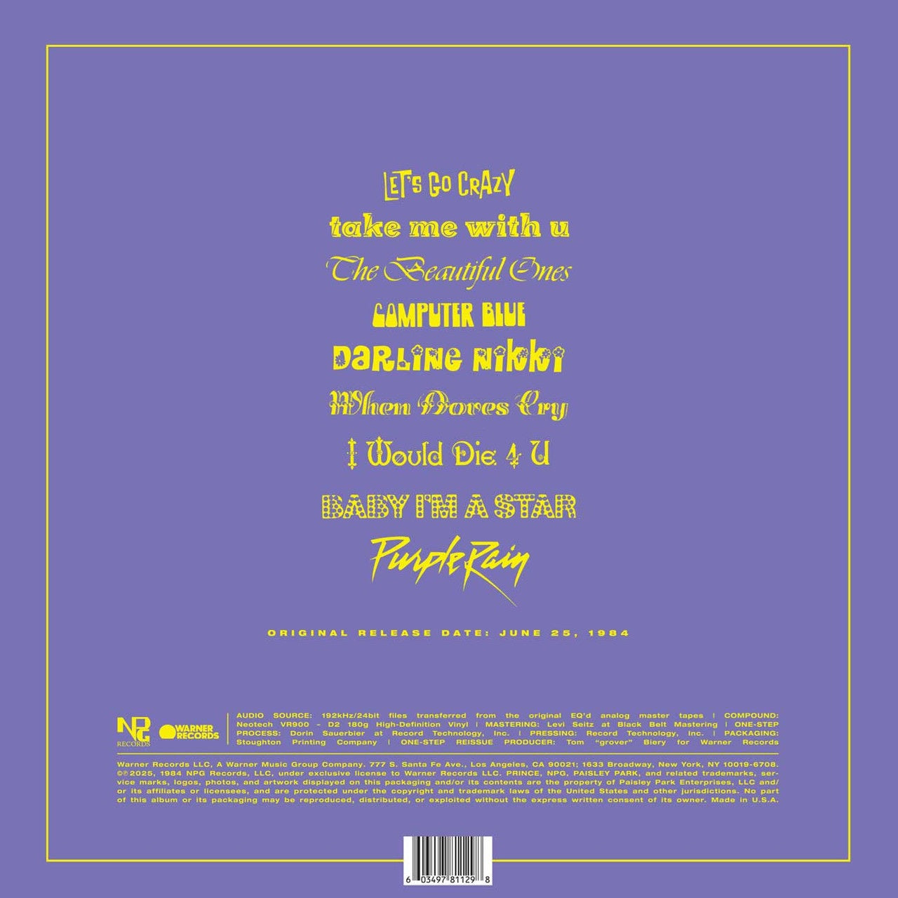 Prince Purple Rain (One Step Vinyl)