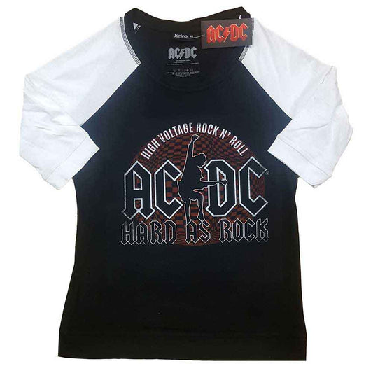 AC/DC Ladies Raglan T-Shirt: Hard As Rock - Ireland Vinyl