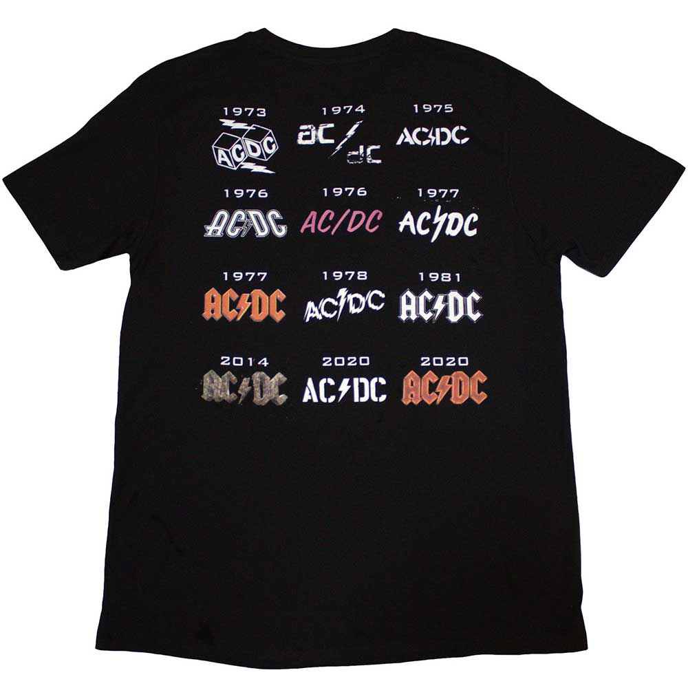 AC/DC T-Shirt: Logo History (Back Print) - Ireland Vinyl