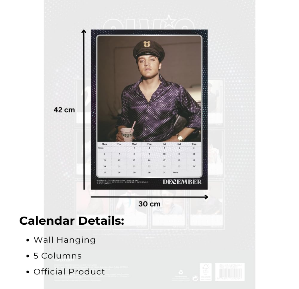 Elvis Presley 2027 A3 Calendar