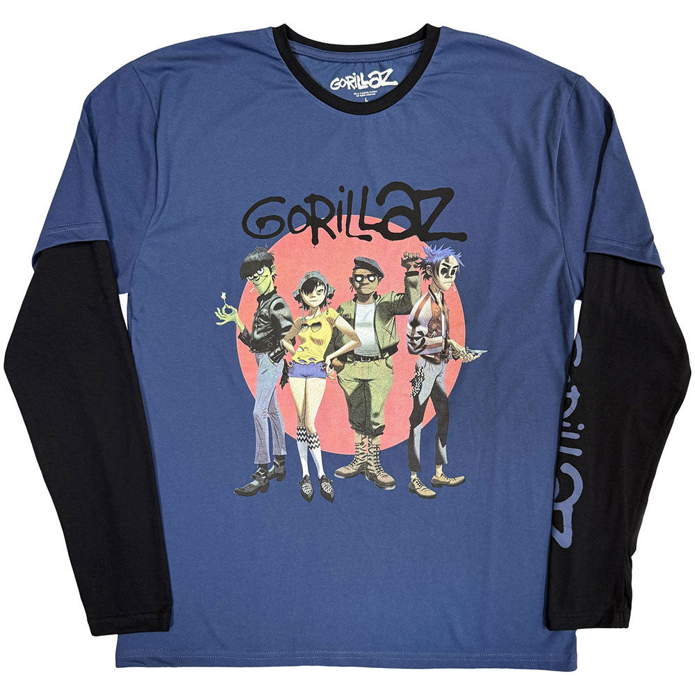 Gorillaz Layered Long Sleeve T-Shirt: Group Circle Shirts