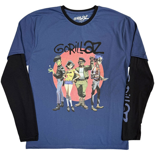 Gorillaz Layered Long Sleeve T-Shirt: Group Circle Shirts