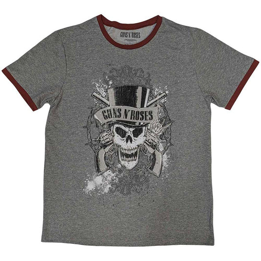 Guns N' Roses Ringer T-Shirt Faded Skull - Ireland Vinyl