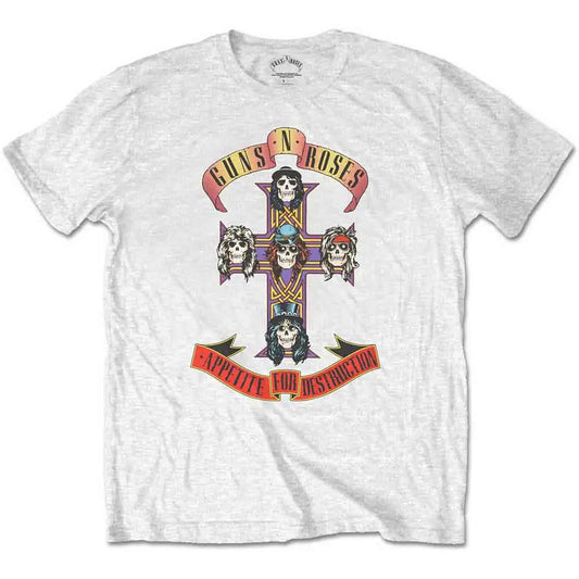 Guns N' Roses White T-Shirt Appetite for Destruction Shirts