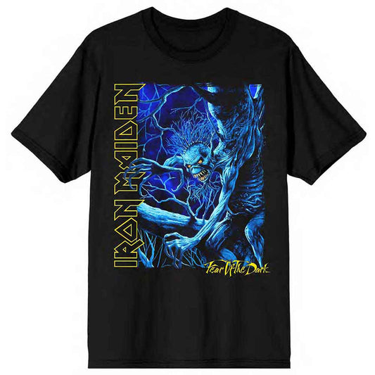 Iron Maiden T-Shirt Fear of the Dark Blue Tone Eddie Vertical Logo - Ireland Vinyl