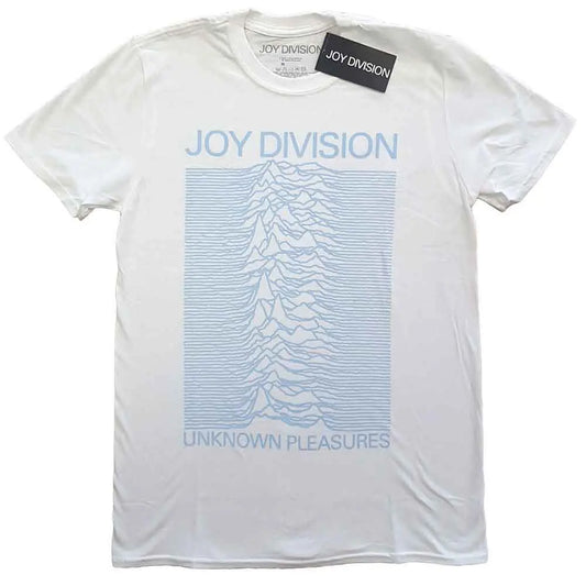 Joy Division T-Shirt: Unknown Pleasures Blue on White Shirts