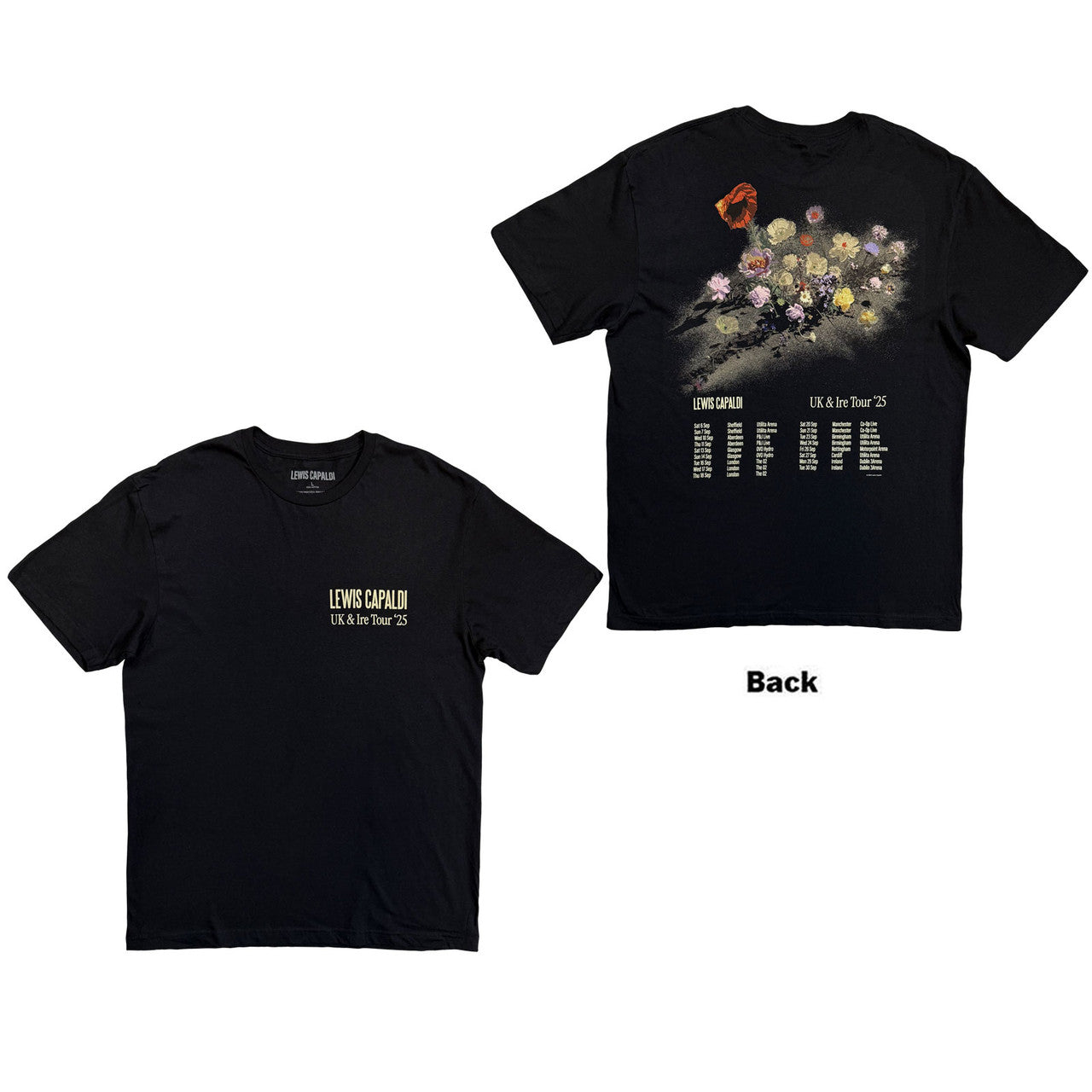 Lewis Capaldi Shirt: Flowers UK Tour '25 Shirts