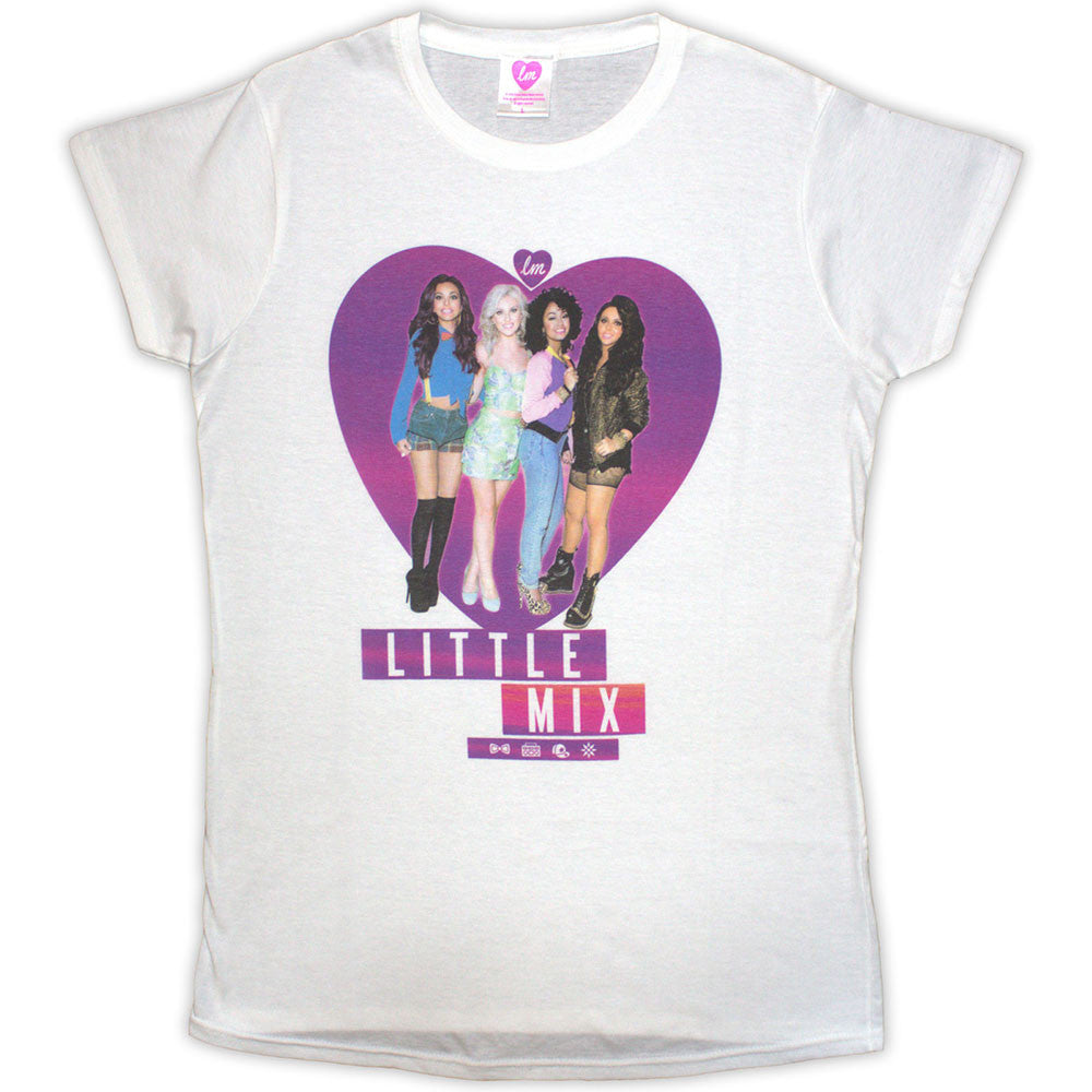 Little Mix Ladies T-Shirt: Gradient Heart (White) Shirts