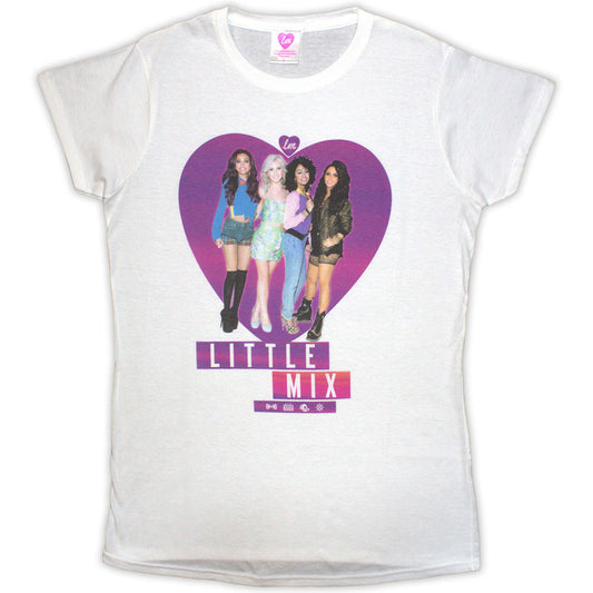 Little Mix Ladies T-Shirt: Gradient Heart (White) Shirts