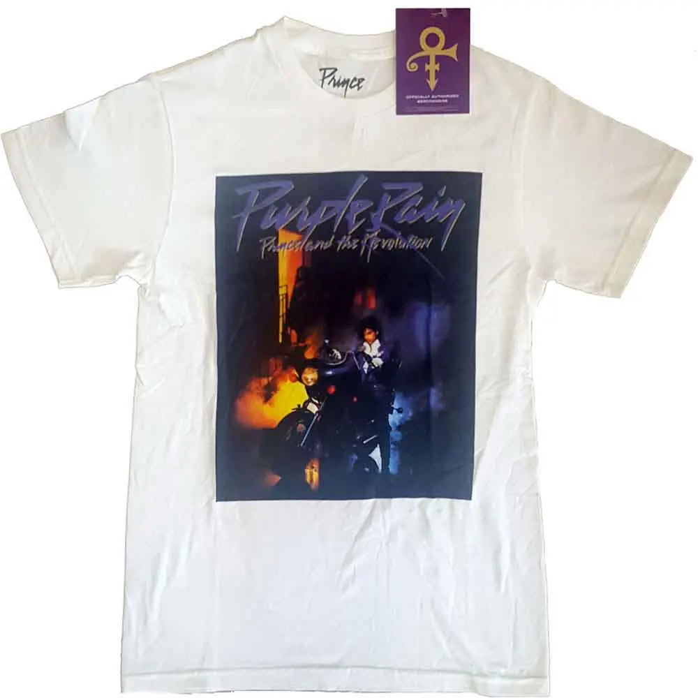 Prince White T-Shirt Purple Rain Square Shirts