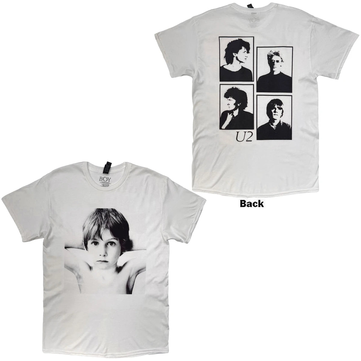 U2 Shirt Boy (White) (Back Print) Shirts