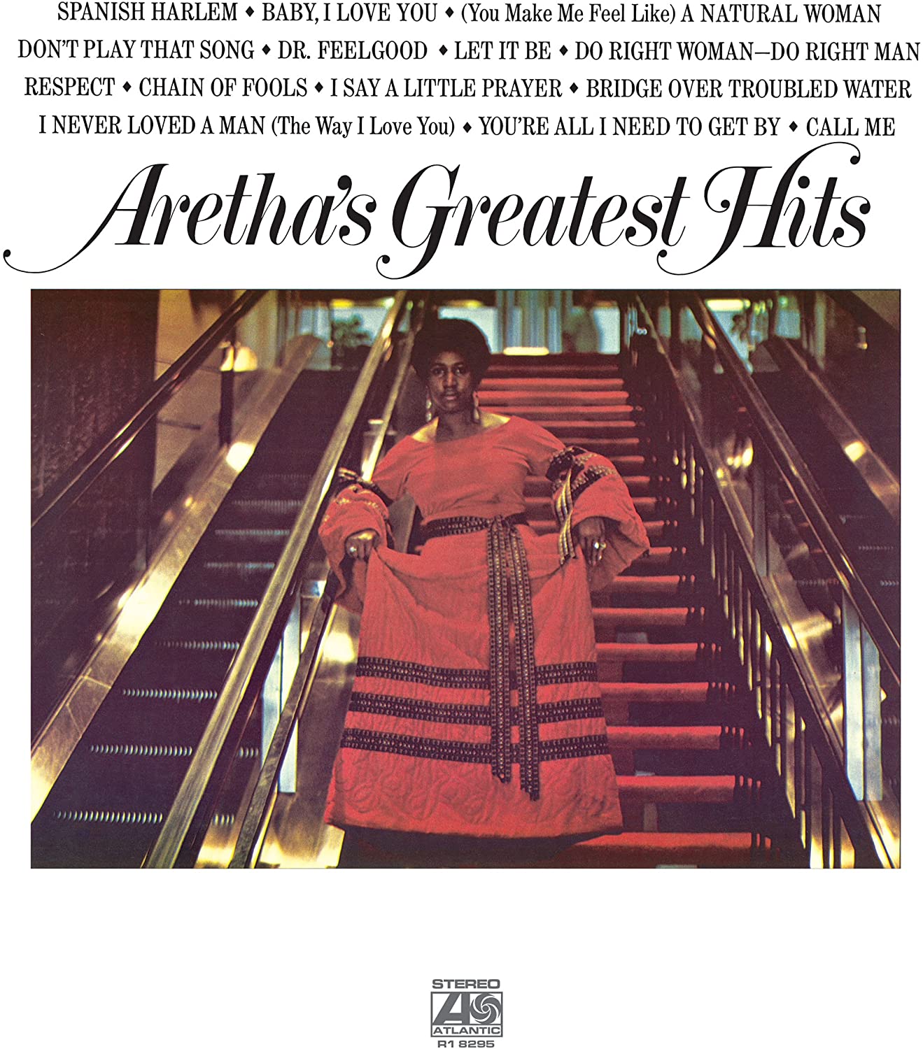 'Aretha's Greatest Hits', the classic Atlantic compilation released on Vinyl in 1971, includes Aretha's big hits like 'Respect', 'I Say a Little Prayer' and 'Chain of Fools' and also classic pop covers, such as 'Let It Be', 'Call Me' and 'Bridge Over Troubled Water'.