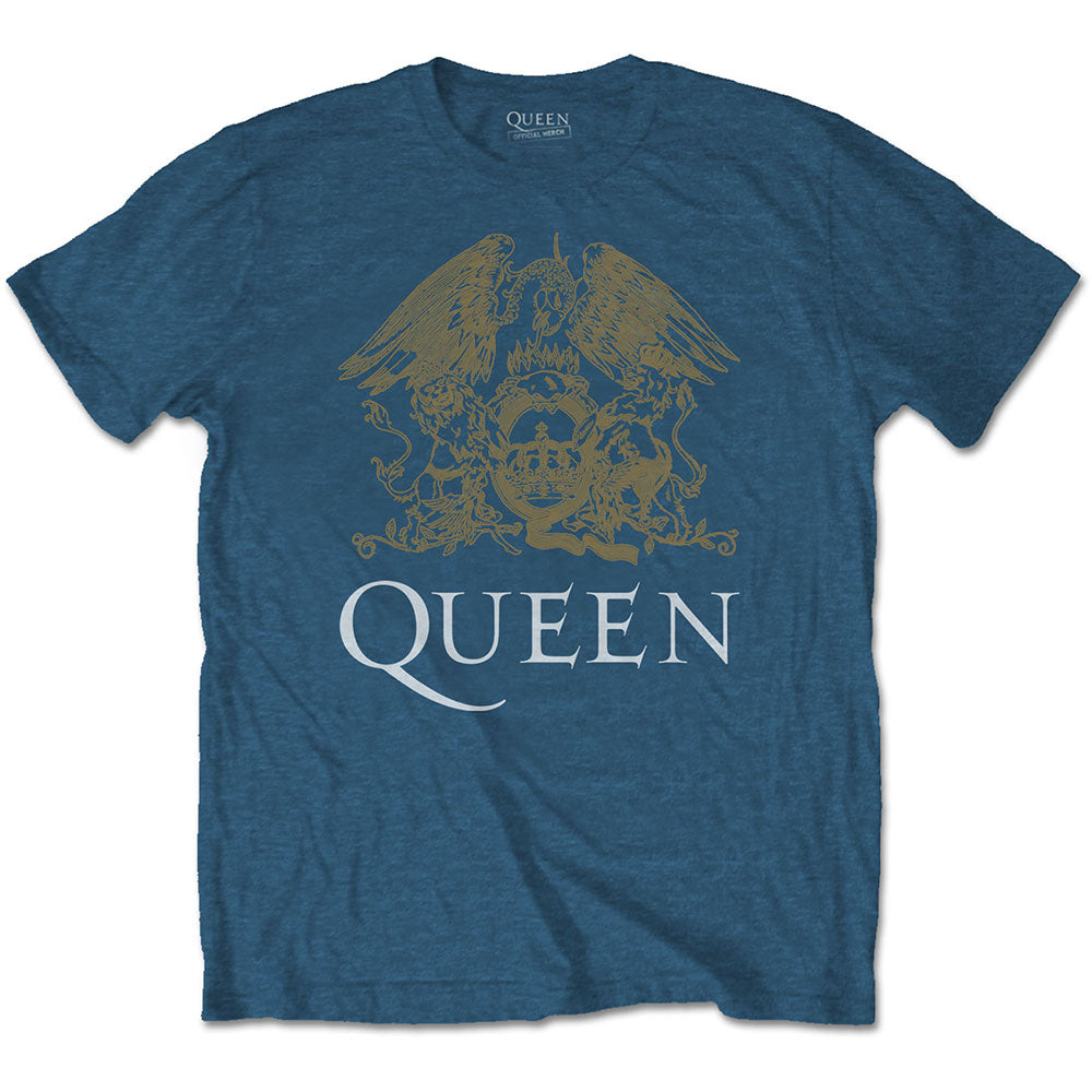 Queen Crest T Shirt Indigo Blue - Ireland Vinyl