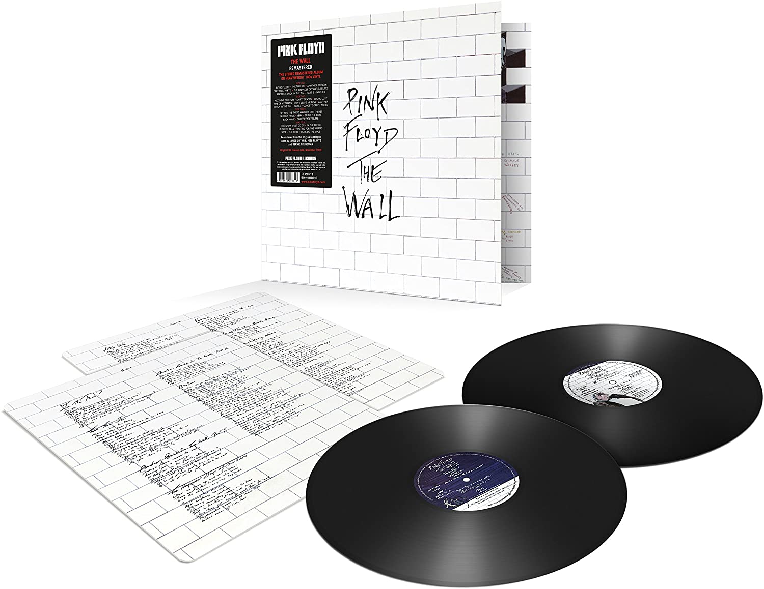 The eleventh studio album on Vinyl by Pink Floyd. It is a rock opera that explores Pink, a jaded rockstar whose eventual self-imposed isolation from society is symbolized by a wall. Features the singles 'Another Brick in the Wall, Part 2', 'Run Like Hell' and 'Comfortably Numb'.